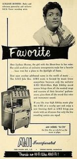 1956 Ad AMI Jukebox Machine Lurlean Hunter Music Artist   ORIGINAL 