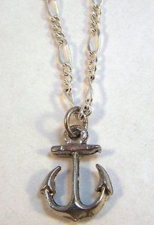Anchor   Lead Free Pewter Pendant On Silver Plated Figaro 18 Chain 