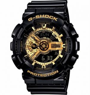 Casio GA110GB 1A Black G Shock Anti Magnetic Gold Tone Analog Watch 
