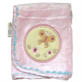 NEW Pink Snuggle World Baby Blanket Rayon Polyester with Butterfly 