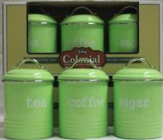   OF 3 TEA COFFEE AND SUGAR CANNISTERS   NEW MODERN RETRO KITCHEN DECOR