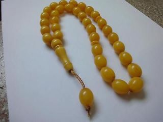 ANTIQUE ISLAMIC BUTTERSCOTCH AMBER ROSARY PRAYER WORRY 33+1+IMAME 