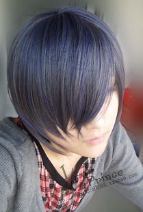 Fashion hot Kuroshitsuji+Shire Cosplay Short Blue Gray Wig A37