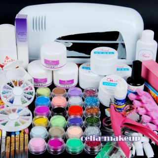   Lamp 24 Color Acrylic Powder Nail Art Kit Gel Primer Set 303