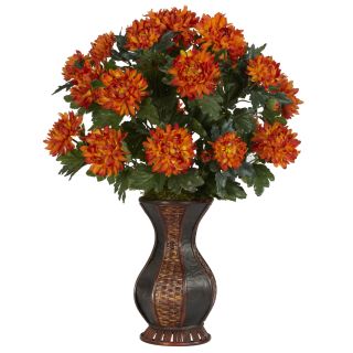   High Quality Artificial Silk Orange Mum Flower Arrangement Fake