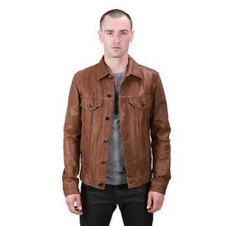 new mens leather trucker jacket black brown m l xl 2xl