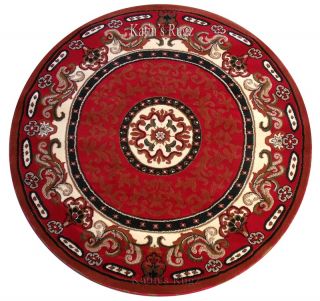  Oriental Round Woven Carpet 7x7 Area Rug Red New Actual Size 67 x 67