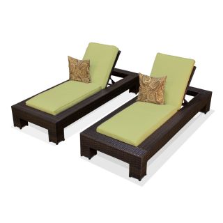 Pair of Bali Outdoor Wicker Patio Peridot Chaise Lounge