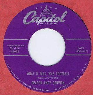 andy griffith 45 what it was was football 1953 novelty