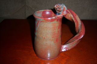 Unique Angel Fire Pottery Dragon Mug Cup Gothic Medieval EUC