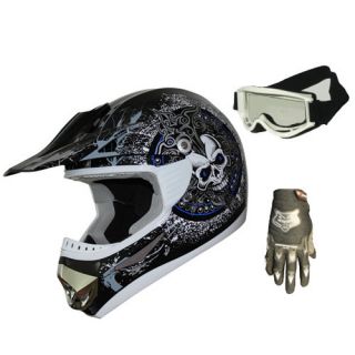 Dirtbike Motocross Helmet ATV Motorcycle Helmet Dot 197 Skull Combo 