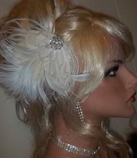 Bridal fascinator hair clip bridal hair clip ivory feather fascinator 
