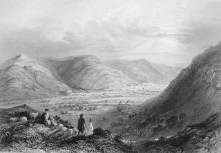 Holy Land Mount Gerizim Valle of Nablous Bartlett Antique Print
