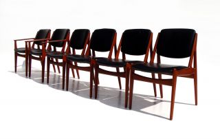 Original Set of Six Arne Vodder Teak Dining Chairs by Vamo Sønderborg 