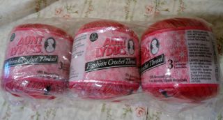 Aunt Lydia s Fashion Crochet Thread cotton yarn size 3 scarlett lot 3 