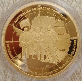 2009 Australian Antarctic Territory Gold Plated $5 Proof Only 500 