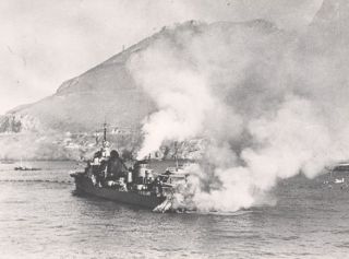WWII Battleship Mers El Kebir Mogador Bombed Photo 1940