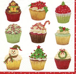 Caspari  Christmas Cupcakes  Christmas Gift Wrap includes: