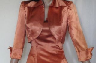 Lovely Vintage 50s Salmon Satin Beth Holden Sundress Jacket as Is B34 