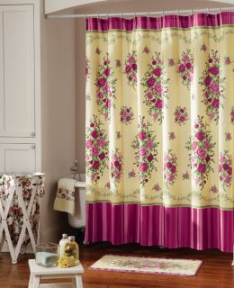 Shabby Chic Pink Country Rose Bathroom Shower Curtain