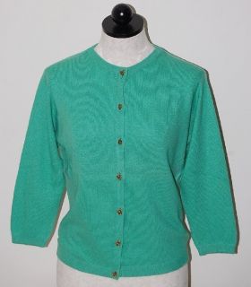 Ballantyne of Scotland for Lord & Taylor 100% Cashmere Green Cardigan 