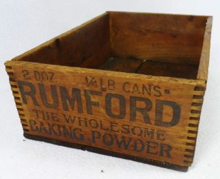 Rumford Baking Powder Dovetail Wood Box Crate Wooden Primitive Kitchen 