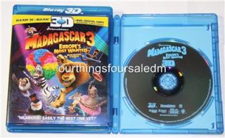 Madagascar 3:Europes Most Wanted 3D BLU RAY (+ Case,Artwork,2012)ONLY 