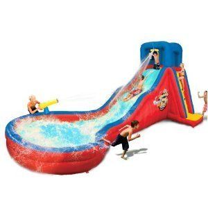 Banzai Safe Double Cannon Blast Slide Outdoor Water Toy Aqua Park For 