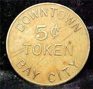 Transit Token Bay City Good for 5 Cents Downtown 2966