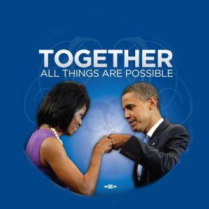 Barack Obama Michelle Together Fist Bump Button 3