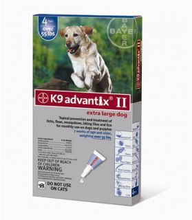 K9 Advantix II Dogs Over 55 lbs 4 Pack 4 Month Supply