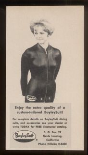 1963 Bayley Suit Bayleysuit Womens Diving Wetsuit Wet Suit Photo 