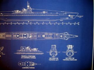 Boat Submarine Type IXC 1940 War Dept. Blueprint Plan 24x30