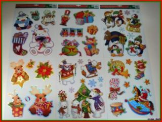 Christmas Window Clings Decoration 6 Piece 684 New