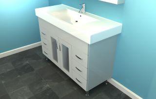   White Minimalist style Bathroom cabinet with porcelain Sink   Vanity