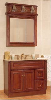   Birch Bathroom 36 Vanity RH Drawers Medicine Cabinet Mirror 3 Light