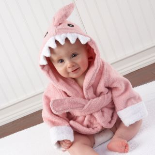   The Fin Begin Pink Shark Bath Robe Baby Shower Gift Girl Terry