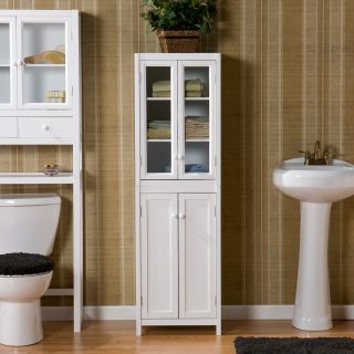 Wood Deluxe Towel Storage Cabinet For Bath Room   White