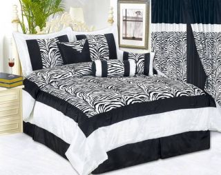   Size Zebra Black and White Comforter Set Spread Bed in A Bag