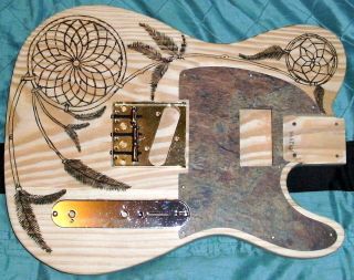 Pine Telecaster Tele Style Woodburnt Dreamcatcher Dreamcaster Body 