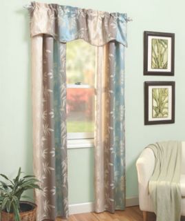 NEW BAMBOO Design CURTAINS Complete set Valance Panels Tie backs Brown 