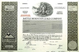 Battle Mountain Nevada Gold Company Stock Certificate