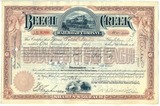 Beech Creek Railroad Company Stock Certificate Pennsylvania New York 