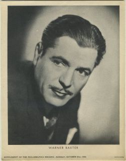 Warner Baxter Vintage 1936 Dated M23 Newspaper Supplement Photo 7 5 x 
