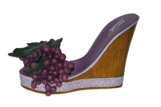 Barware Grapes High Heel Wine Bottle Holder Polystone 11x4x7 inches 