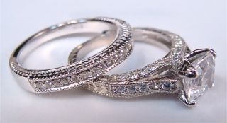 50ct Asscher Engagement Ring Wedding Band 14k Gold