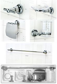 Wall Mounted SILVER Chrome plated 5 PCS BATHROOM ACCESSORY SET
