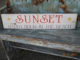 BEACH HOUSE SIGN**SUNSET HAPPY HOUR AT THE BEACH*CaBiN LAkEhOUSE PoRCh 