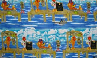 Gone Catting Fish Catching Cats Cotton Quilt Fabric