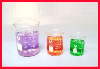 Beakers Set of 3 250mL 100mL 50mL Low Form Griffin Borosilicate Glass 